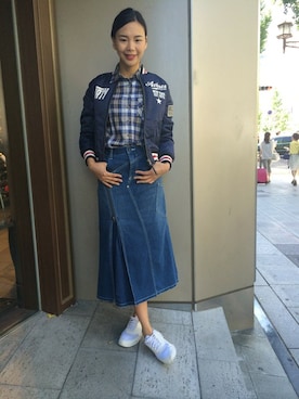 「TYPE BLUE（タイプブルー）のアイテム（スカート）」を使った、Hana Chuさん（レディース・168cm）の夏コーディネート