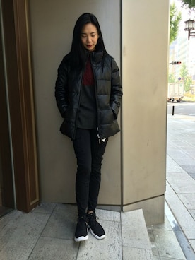「AVIREX（アヴィレックス）のアイテム（ダウンジャケット/コート）」を使った、Hana Chuさん（レディース・168cm）の秋コーディネート
