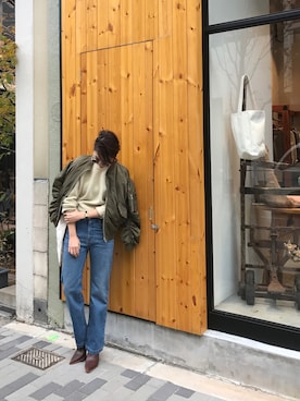 「TODAYFUL（トゥデイフル）のアイテム（MA-1）」を使った、RISA ...さん（レディース・160cm）の秋コーディネート