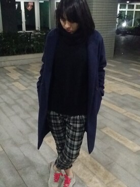 「NET（ネット）のアイテム（スラックス）」を使った、Petty  Chouさん（レディース・157cm）の冬コーディネート