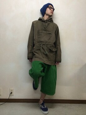 「ミリタリーアウター」｜「アイテム（帽子）」を使った、サトルさん（メンズ・176cm）の春コーディネート