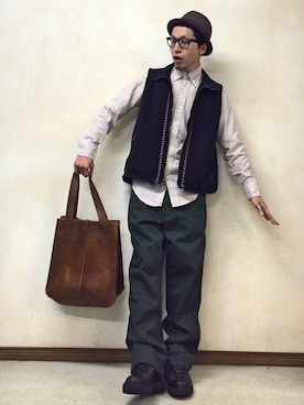 「フリースベスト」｜サトルさん（メンズ・176cm）の春コーディネート