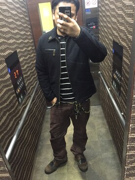 「CALEE（キャリー）のアイテム（その他アウター）」を使った、飛車角さん（メンズ・180cm）の春コーディネート