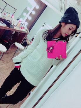 「DOWBL（ダブル）のアイテム」を使った、前田希美さん（レディース・158cm）の冬コーディネート