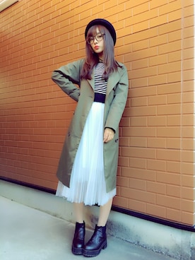 「COCO DEAL（ココディール）のアイテム（帽子）」を使った、前田希美さん（レディース・158cm）の春コーディネート