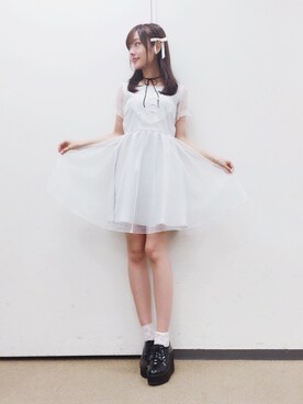 「アイテム（チョーカー）」を使った、前田希美さん（レディース・158cm・20代）の夏コーディネート