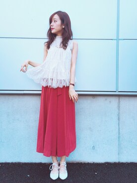 「REDYAZEL（レディアゼル）のアイテム（パンツ）」を使った、前田希美さん（レディース・158cm）の夏コーディネート