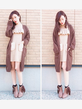 「REDYAZEL（レディアゼル）のアイテム（ブーツ）」を使った、前田希美さん（レディース・158cm）の秋コーディネート