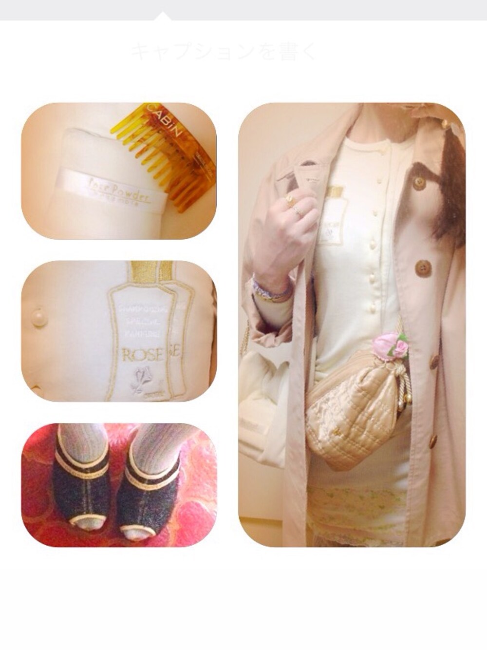 「シアタープロダクツ(THEATRE PRODUCTS)、ホワイト×ピンク、ポシェット、サボ」｜「THEATRE PRODUCTSのアイテム（その他アウター、ピンク系）」を使った、Momokoさん（レディース・156cm）の冬コーディネートの1枚目の写真