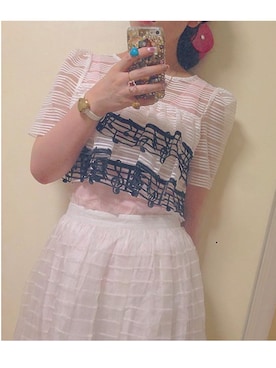 「シアタープロダクツ(THEATRE PRODUCTS)」｜「アイテム（アナログ腕時計）」を使った、Momokoさん（レディース・156cm）の夏コーディネート