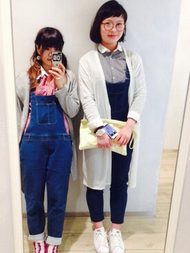 「アイテム（サロペット/オーバーオール）」を使った、大崎理奈さん（レディース・161cm・10代）の春コーディネート