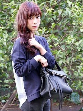 「アイテム（トートバッグ）」を使った、MINA HISATSUNEさん（レディース・153cm・10代）の冬コーディネート