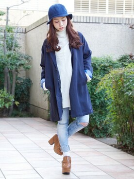 「DETAILS（ディテールズ）のアイテム（ステンカラーコート）」を使った、MINA HISATSUNEさん（レディース・153cm）の春コーディネート