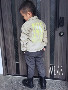 「スウェット×シャツ」｜yuraさん（キッズ・90cm）の冬コーディネート