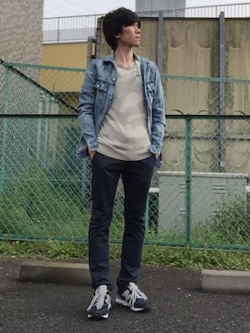 「迷彩コーデ」｜「アイテム（デニムジャケット）」を使った、u-skeさん（メンズ・170cm）の春コーディネート