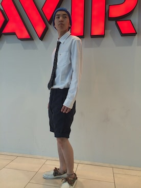 「AVIREX（アヴィレックス）のアイテム（モカシン/デッキシューズ）」を使った、Pakkun14さん（メンズ・165cm）の夏コーディネート