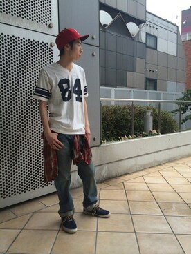 「TYPE BLUE（タイプブルー）のアイテム（Tシャツ/カットソー）」を使った、Pakkun14さん（メンズ・165cm）の夏コーディネート