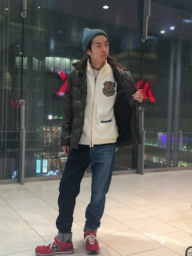 「ドッキング」｜「アイテム（ダウンジャケット/コート）」を使った、Pakkun14さん（メンズ・165cm）の冬コーディネート