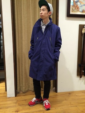 「あべのハルカス」｜「アイテム（ステンカラーコート）」を使った、Pakkun14さん（メンズ・165cm）の冬コーディネート