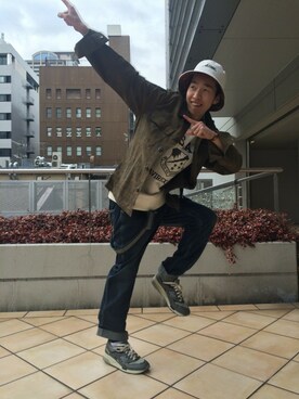「TYPE BLUE（タイプブルー）のアイテム（サロペット/オーバーオール）」を使った、Pakkun14さん（メンズ・165cm）の冬コーディネート