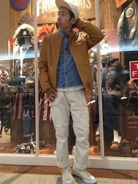「TYPE BLUE（タイプブルー）のアイテム（デニムジャケット）」を使った、Pakkun14さん（メンズ・165cm）の冬コーディネート
