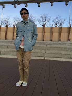 「TYPE BLUE（タイプブルー）のアイテム（デニムジャケット）」を使った、Pakkun14さん（メンズ・165cm）の冬コーディネート