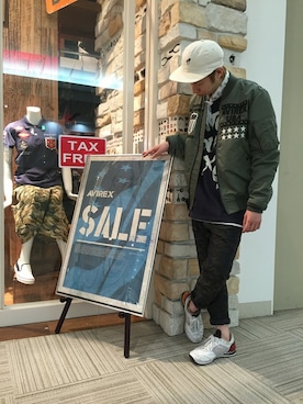 「バンダナ」｜「アイテム（MA-1）」を使った、Pakkun14さん（メンズ・165cm）の夏コーディネート