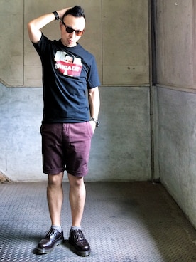 「GROK LEATHER（グロックレザー）のアイテム」を使った、初珠さん（メンズ・167cm）の夏コーディネート