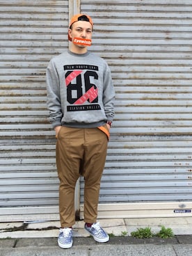 「TOPMAN（トップマン）のアイテム（スウェット）」を使った、初珠さん（メンズ・167cm）の春コーディネート