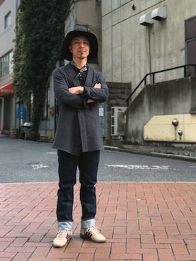 「フォークロア」｜「アイテム（その他アウター）」を使った、初珠さん（メンズ・167cm）の春コーディネート