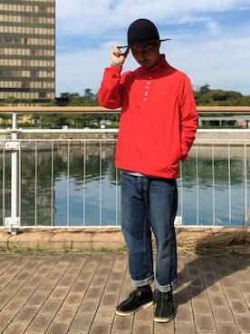 「ALLEGE（アレッジ）のアイテム（ハット）」を使った、初珠さん（メンズ・167cm）の秋コーディネート