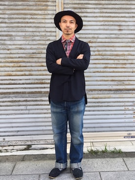 「ALLEGE（アレッジ）のアイテム（ハット）」を使った、初珠さん（メンズ・167cm）の秋コーディネート
