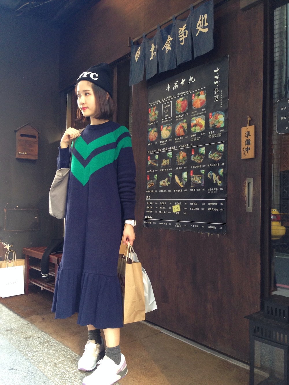 「ootd、Taiwan、TAIPEI、girl」｜「zakka wのアイテム（ワンピース、ブルー系）」を使った、KUOさん（レディース・160cm）の春コーディネートの1枚目の写真