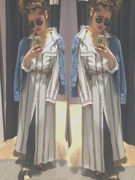 「スポサン」｜「アイテム（デニムジャケット）」を使った、mさん（レディース・155cm）の春コーディネート