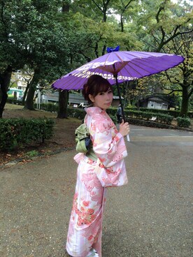 「flower」｜「アイテム（浴衣）」を使った、kaoririさん（レディース・154cm）の秋コーディネート