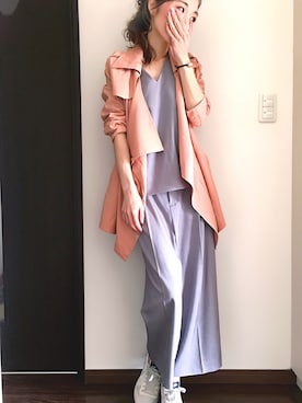 「アイテム（つなぎ/オールインワン、グレー系）」を使った、ｒｕｍ_iii☺︎さん（レディース・154cm）の春コーディネート