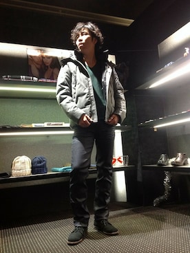 「KATHARINE HAMNETT LONDON （キャサリンハムネットロンドン）のアイテム（ダウンジャケット/コート）」を使った、shogoさん（メンズ・171cm）の冬コーディネート