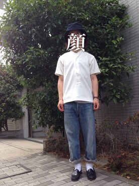 「アイテム（その他シューズ、ブルー系）」を使った、げんげんさん（メンズ・168cm）の夏コーディネート