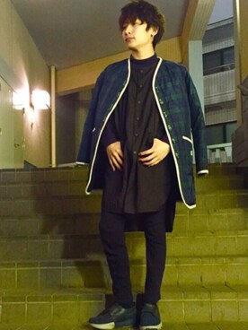 「SUPER FINE（スーパーファイン）のアイテム（その他パンツ）」を使った、hideさん（メンズ・166cm）の冬コーディネート