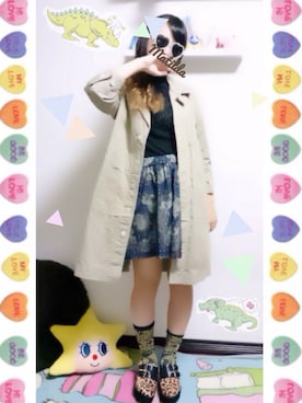 「RNA（アールエヌエー）のアイテム（ステンカラーコート）」を使った、まちるださん（レディース・155cm）の秋コーディネート