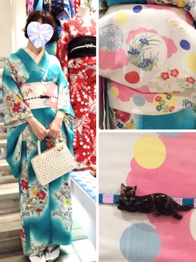 「アイテム（浴衣、グリーン系）」を使った、スミレ630さん（レディース・166cm）の夏コーディネート