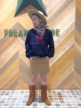 「YOUNG&OLSEN The DRYGOODS STORE（ヤングアンドオルセン）のアイテム（スカート）」を使った、konomiさん（レディース・158cm）の秋コーディネート