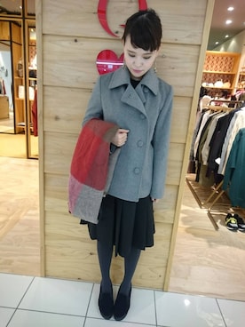 「Q（キュー）のアイテム（ピーコート）」を使った、Q金沢フォーラス店さん（レディース・154cm）の秋コーディネート