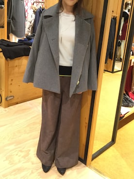 「Q（キュー）のアイテム（ピーコート）」を使った、Q金沢フォーラス店さん（レディース・154cm）の秋コーディネート