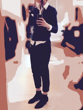 「UNIQLO（ユニクロ）のアイテム（シャツ/ブラウス、ホワイト系）」を使った、かずしおさん（レディース・166cm）の秋コーディネート
