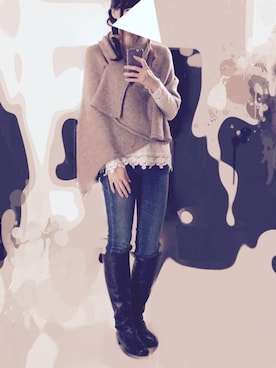 「Levi's（リーバイス）のアイテム（デニムパンツ、ブルー系）」を使った、かずしおさん（レディース・166cm）の秋コーディネート