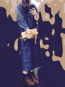 「Sweet Camel（スウィートキャメル）のアイテム（ワンピース、ブルー系）」を使った、かずしおさん（レディース・166cm）の冬コーディネート