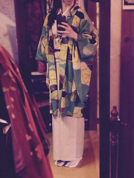 「VINTAGE（ヴィンテージ）のアイテム（浴衣、その他）」を使った、かずしおさん（レディース・166cm）の冬コーディネート