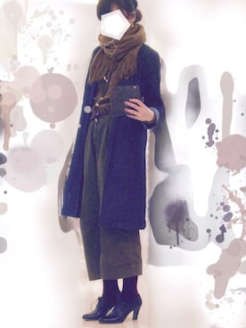「fabioのアイテム（チェスターコート、ブルー系）」を使った、かずしおさん（レディース・166cm）の冬コーディネート