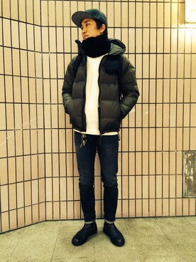 「BEAMS（ビームス）のアイテム（レインシューズ）」を使った、ヨウ スズキさん（メンズ・179cm）の冬コーディネート